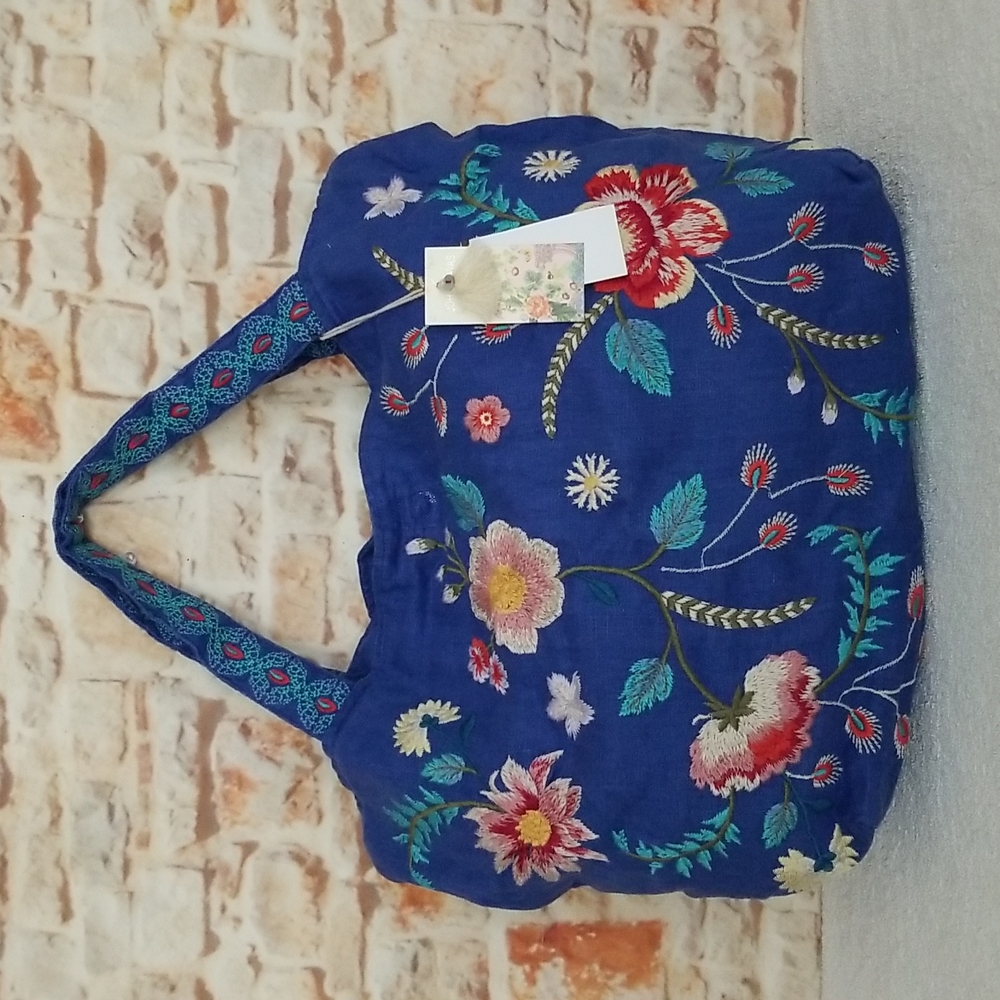 New Johnny Was Grace Embroidered Linen Tote